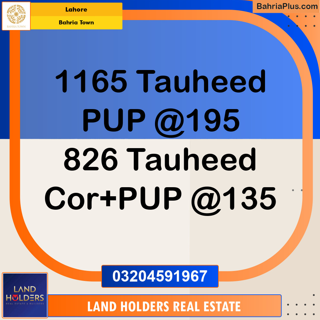 Residential Plot for Sale in Sector F - Tauheed Block - Bahria Town, Lahore - (BP-156040)