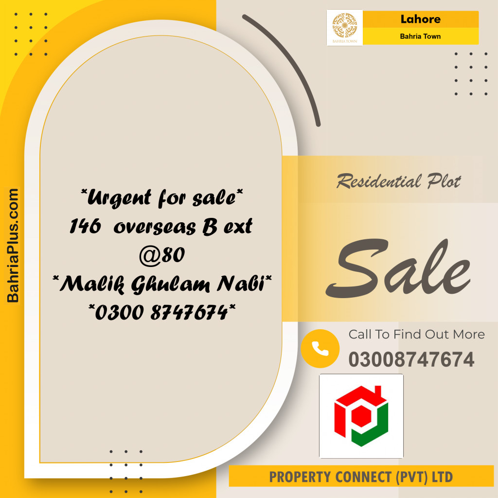 Residential Plot for Sale in Overseas B - Bahria Town, Lahore - (BP-156075)