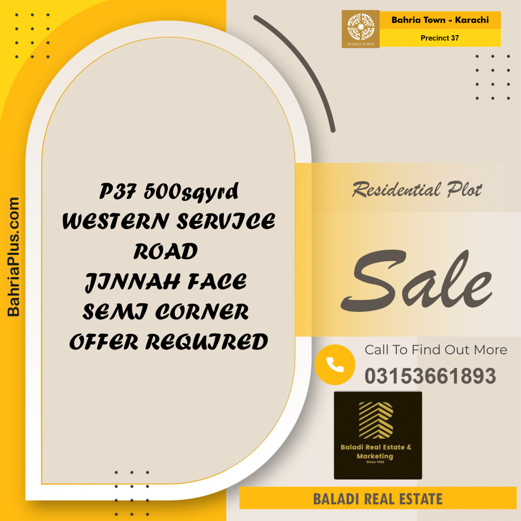 Residential Plot for Sale in Precinct 37 -  Bahria Town, Karachi - (BP-156081)