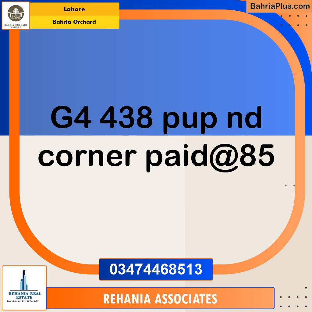 Residential Plot for Sale in Phase 4 - G4 Block -  Bahria Orchard, Lahore - (BP-156083)