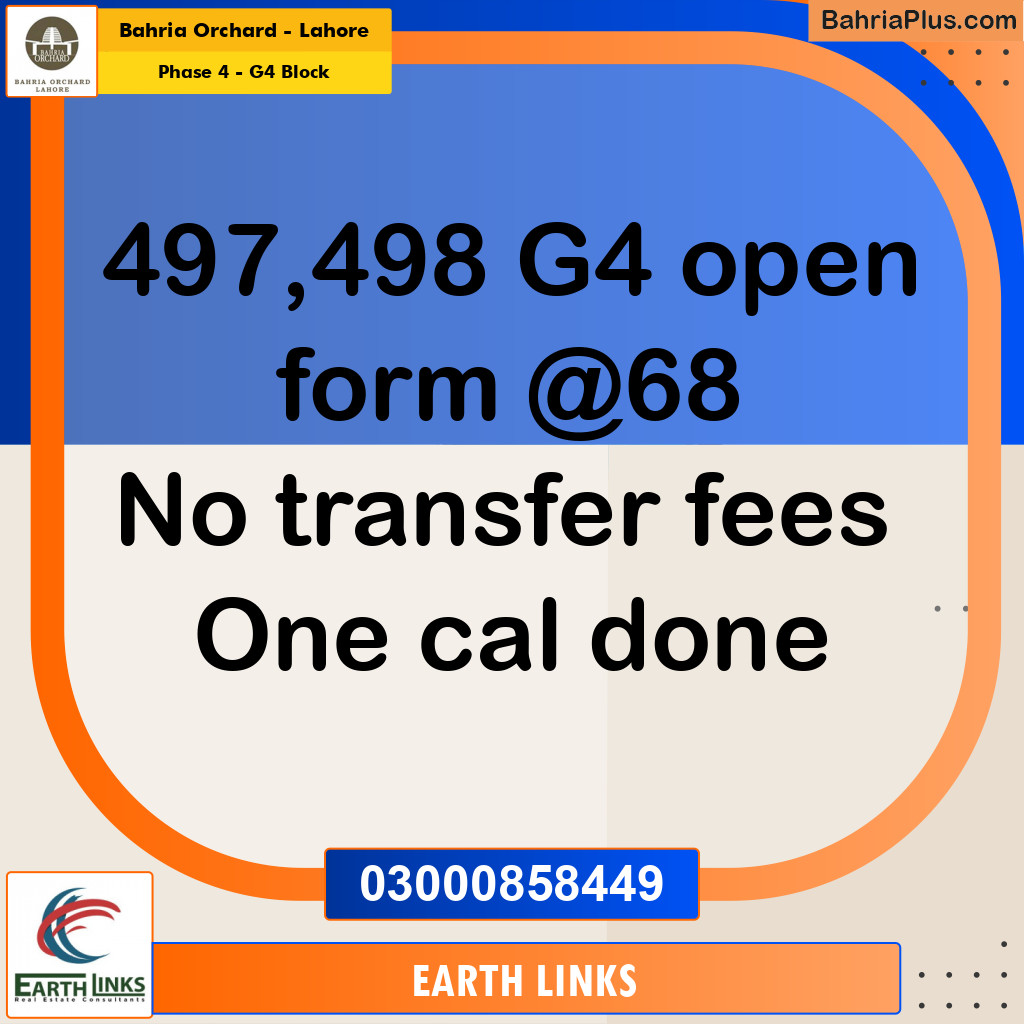 Residential Plot for Sale in Phase 4 - G4 Block -  Bahria Orchard, Lahore - (BP-156091)