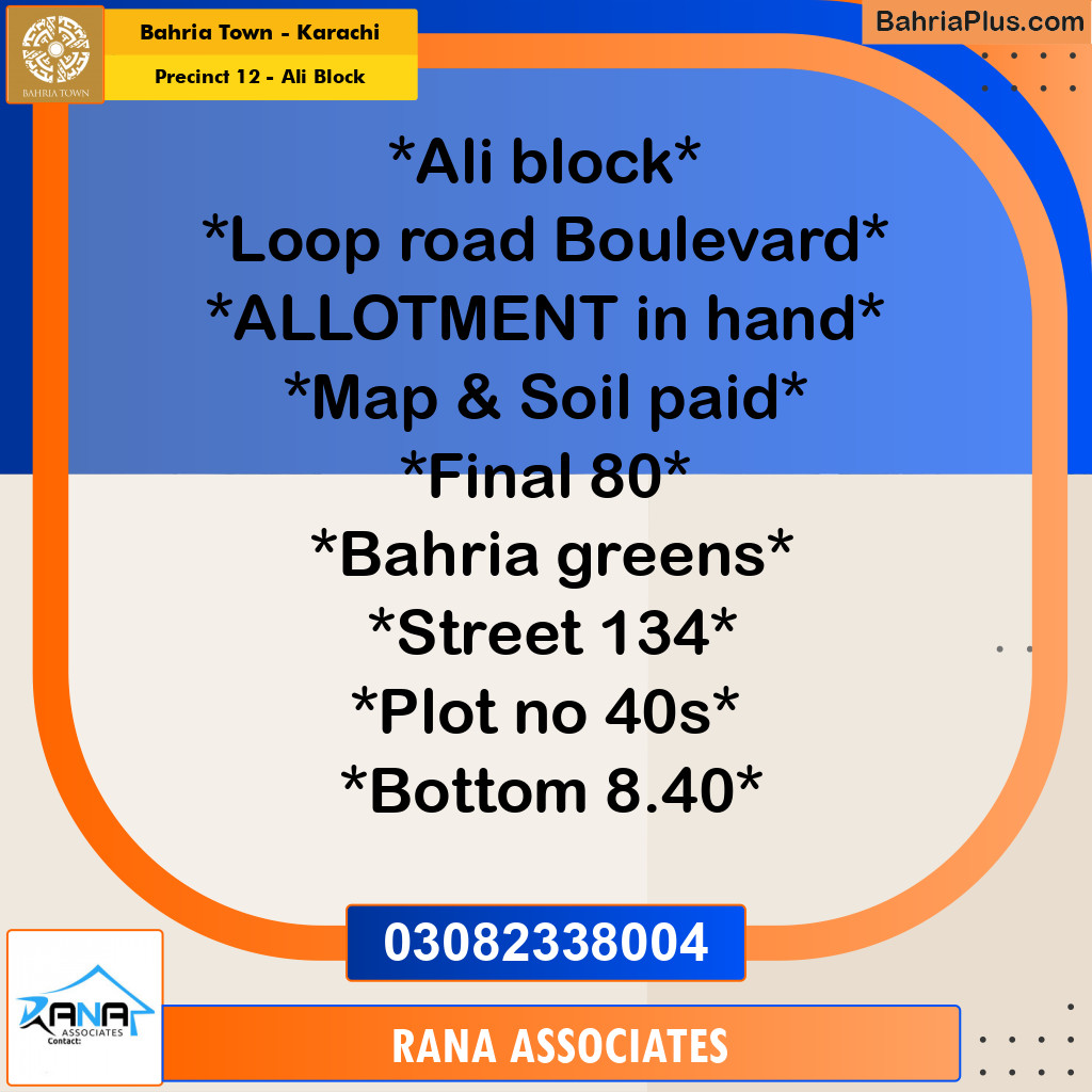 125 Sq. Yards Residential Plot for Sale in Precinct 12 - Ali Block -  Bahria Town, Karachi - (BP-156131)