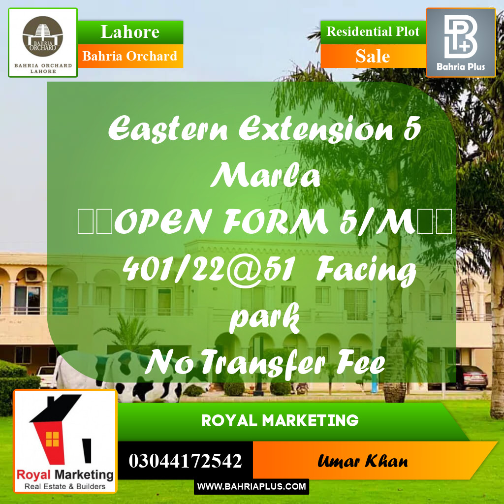 Residential Plot for Sale in Bahria Orchard, Lahore - (BP-156143)