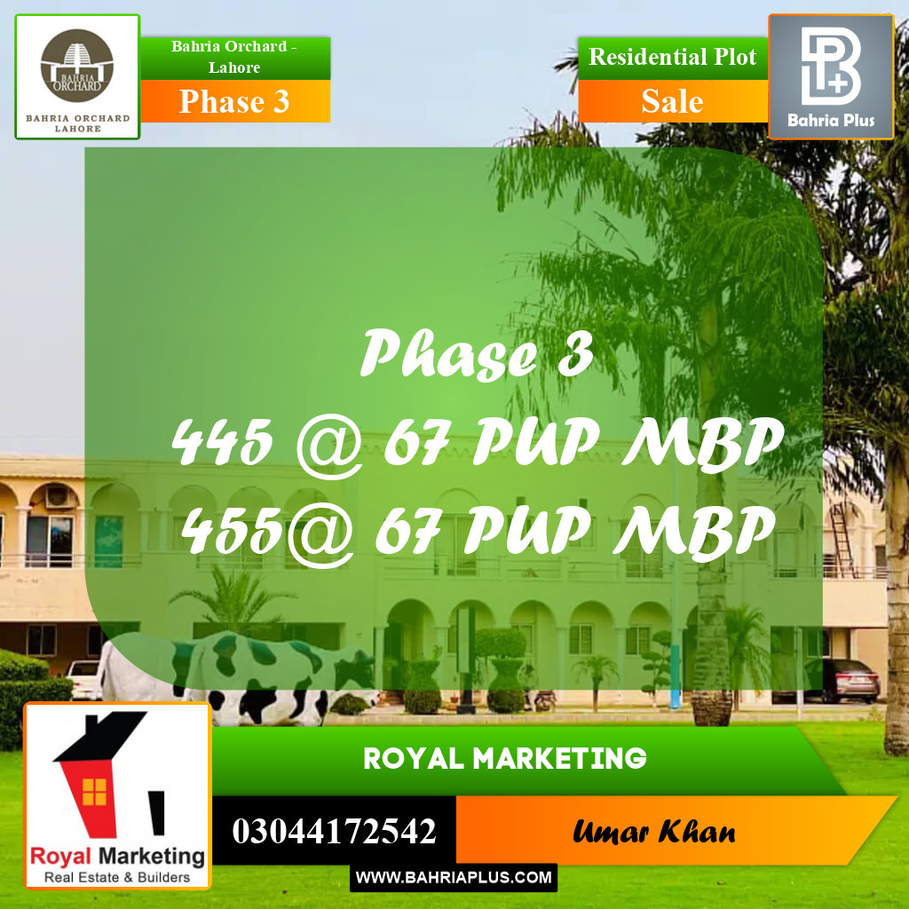 Residential Plot for Sale in Phase 3 -  Bahria Orchard, Lahore - (BP-156155)