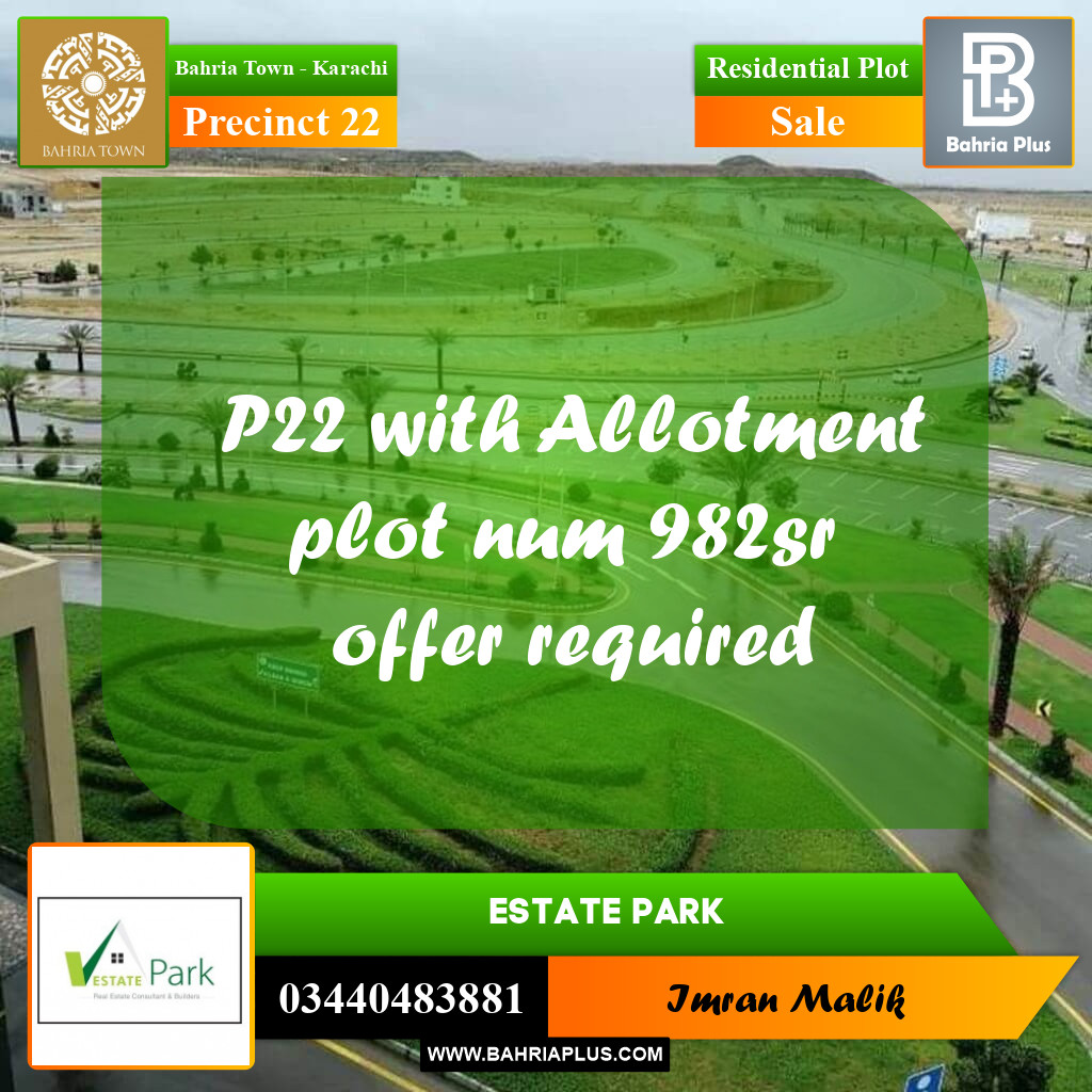 250 Sq. Yards Residential Plot for Sale in Precinct 22 -  Bahria Town, Karachi - (BP-156165)