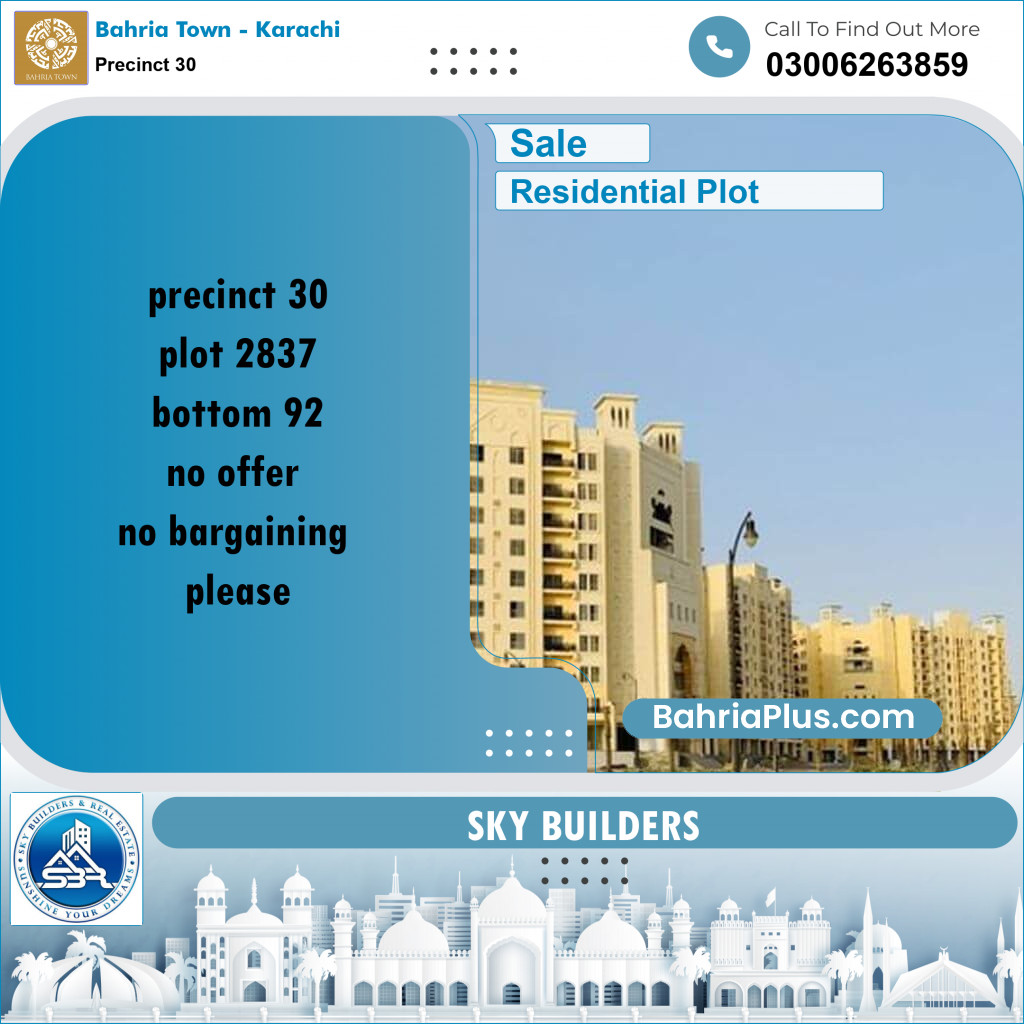 250 Sq. Yards Residential Plot for Sale in Precinct 30 -  Bahria Town, Karachi - (BP-156169)