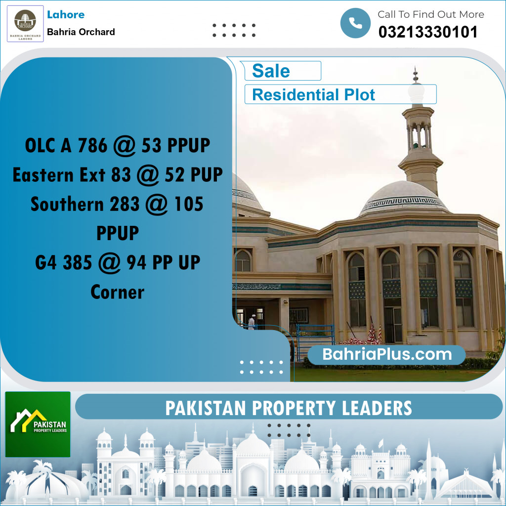 Residential Plot for Sale in Bahria Orchard, Lahore - (BP-156201)