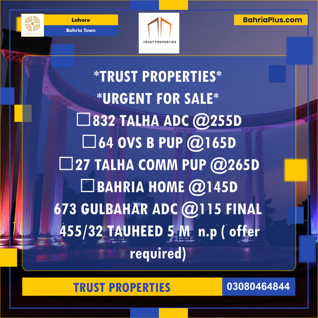 Residential Plot for Sale in Bahria Town, Lahore - (BP-156208)