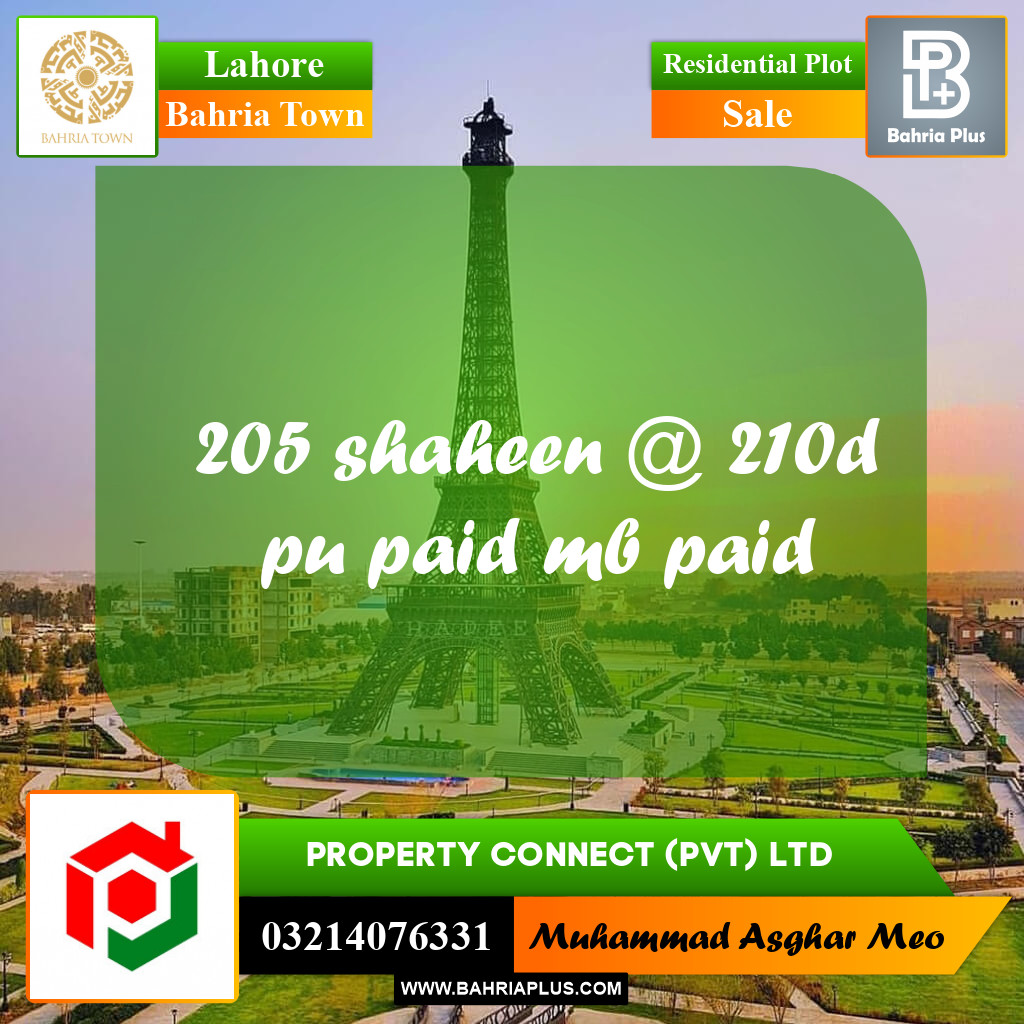 Residential Plot for Sale in Bahria Town, Lahore - (BP-156260)