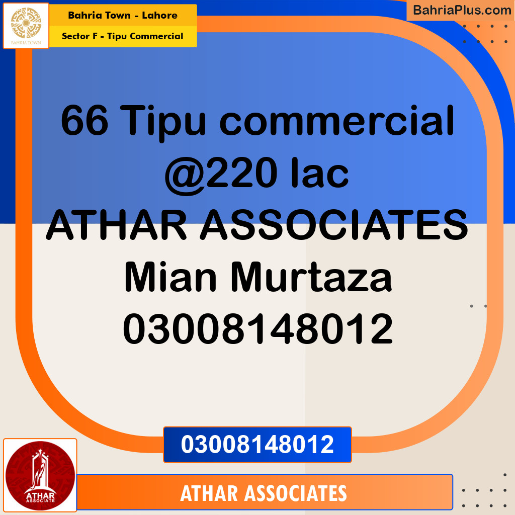 Commercial Plot for Sale in Sector F - Tipu Commercial -  Bahria Town, Lahore - (BP-156266)