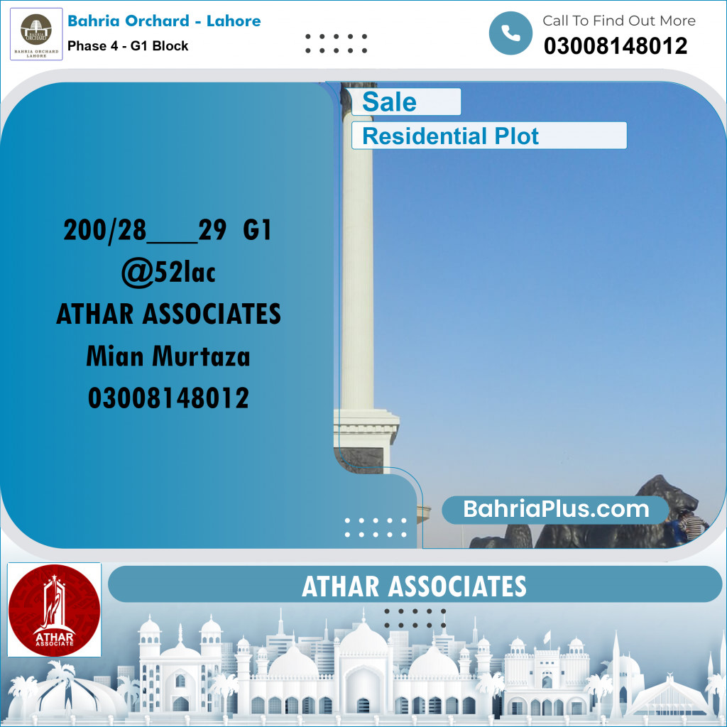 Residential Plot for Sale in Phase 4 - G1 Block -  Bahria Orchard, Lahore - (BP-156270)