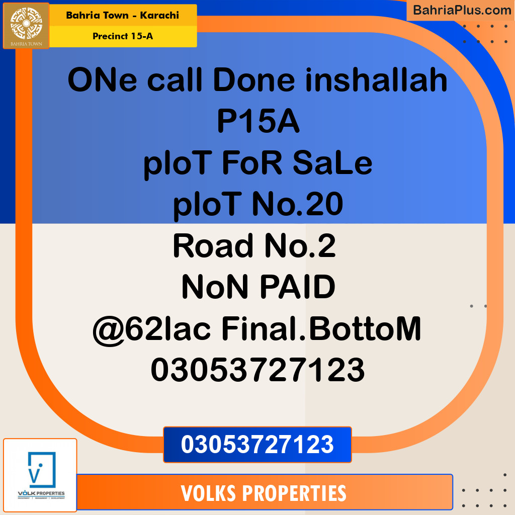 125 Sq. Yards Residential Plot for Sale in Precinct 15-A - Bahria Town, Karachi - (BP-156275)