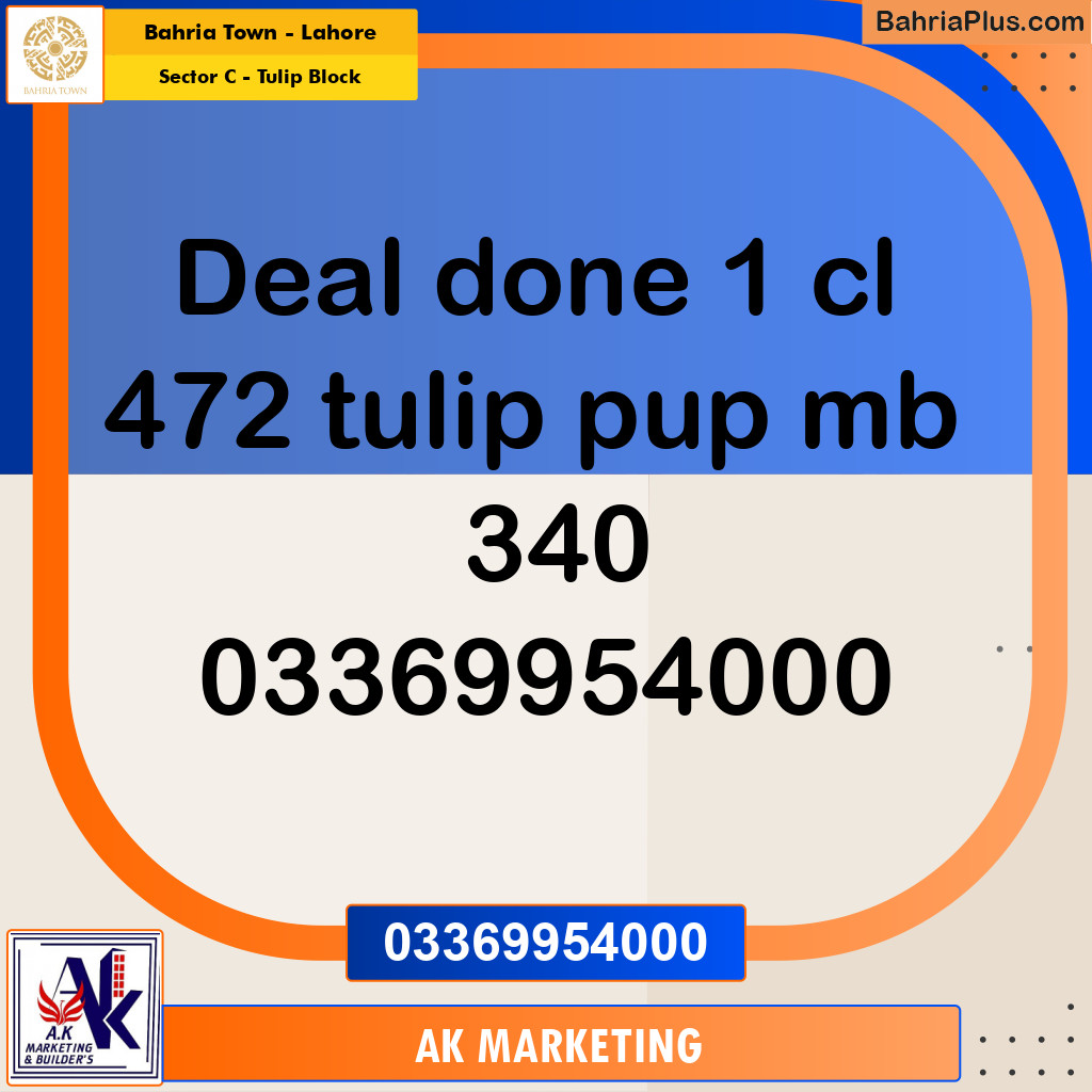 Residential Plot for Sale in Sector C - Tulip Block -  Bahria Town, Lahore - (BP-156296)