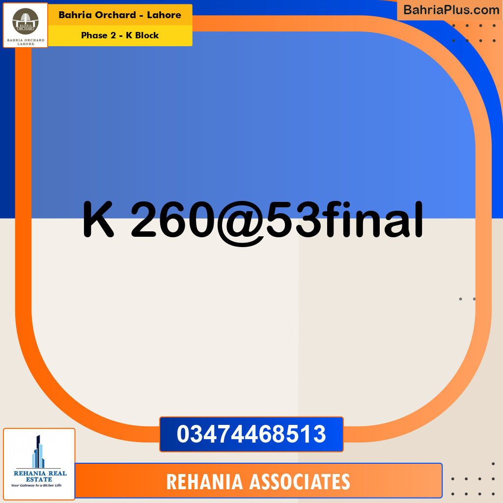 Residential Plot for Sale in Phase 2 - K Block -  Bahria Orchard, Lahore - (BP-156318)