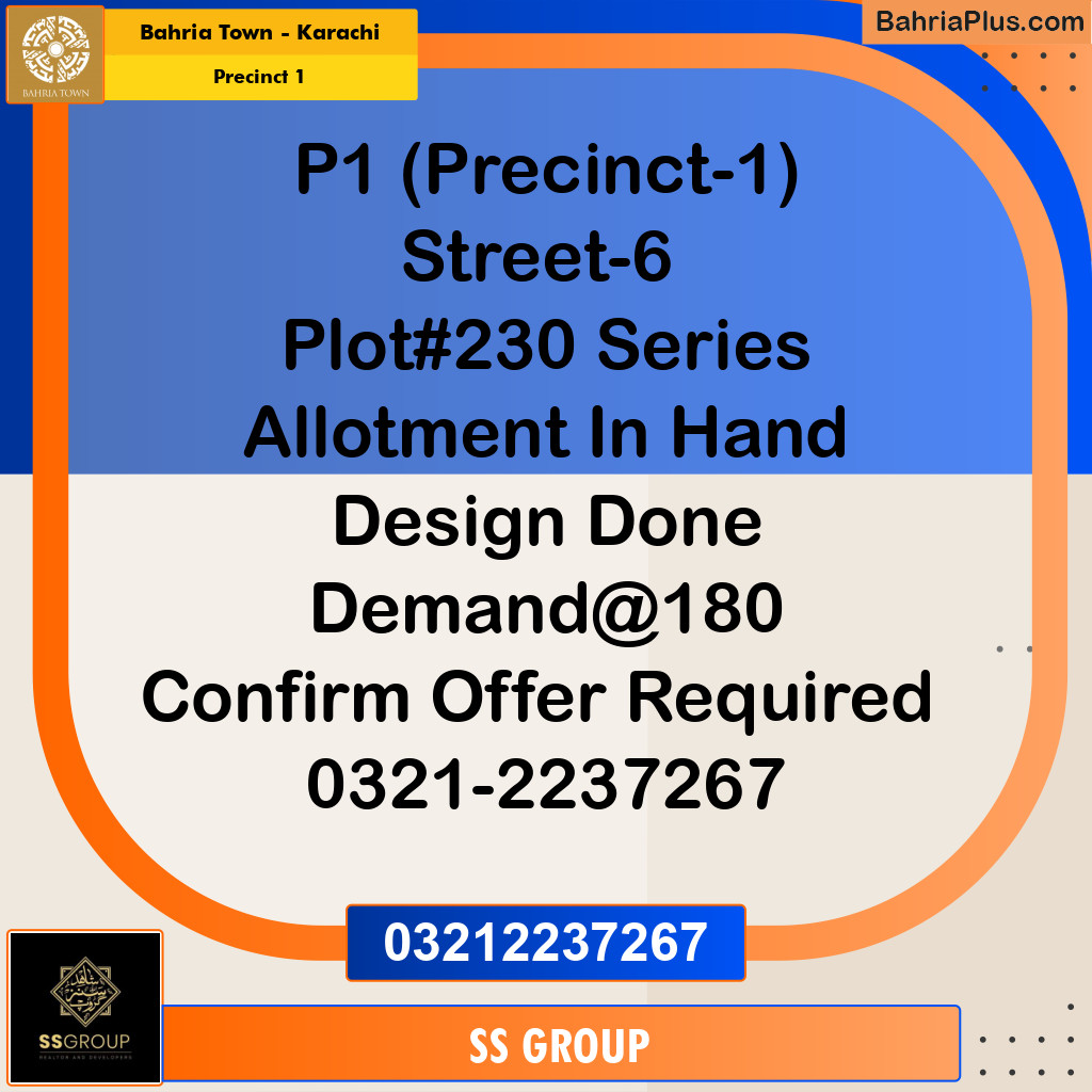 250 Sq. Yards Residential Plot for Sale in Precinct 1 -  Bahria Town, Karachi - (BP-156322)