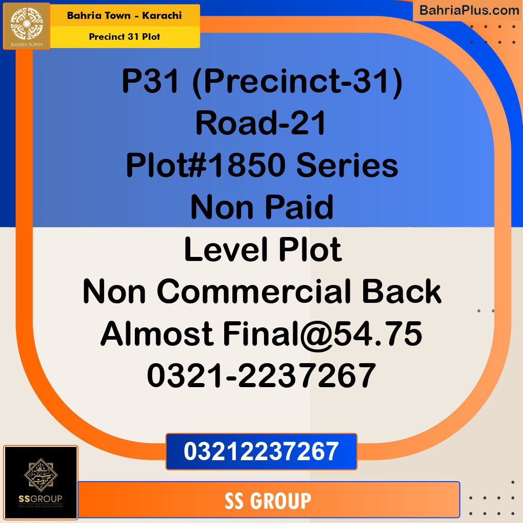 Residential Plot for Sale in Precinct 31 Plot -  Bahria Town, Karachi - (BP-156330)