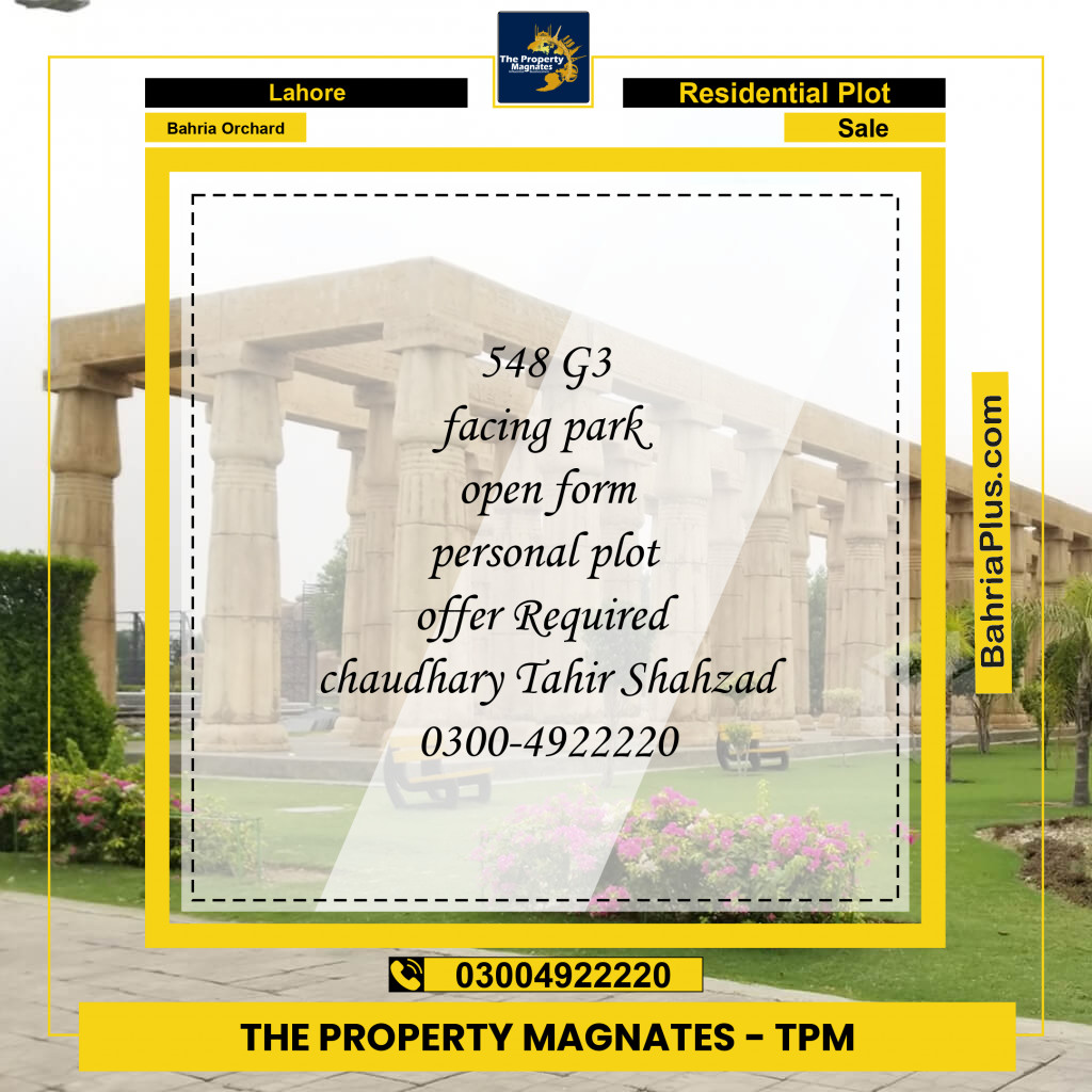 Residential Plot for Sale in Phase 4 - G3 Block -  Bahria Orchard, Lahore - (BP-156400)