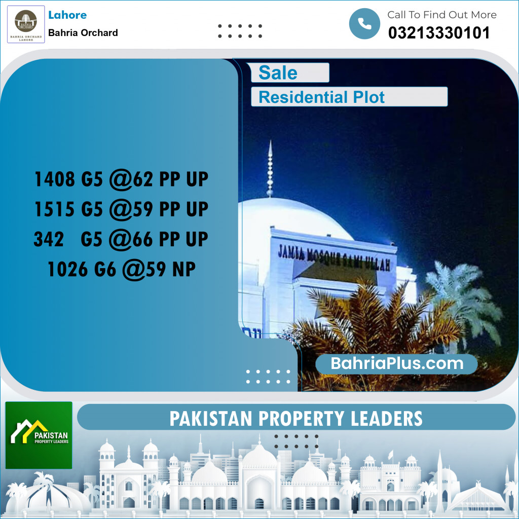 Residential Plot for Sale in Bahria Orchard, Lahore - (BP-156417)