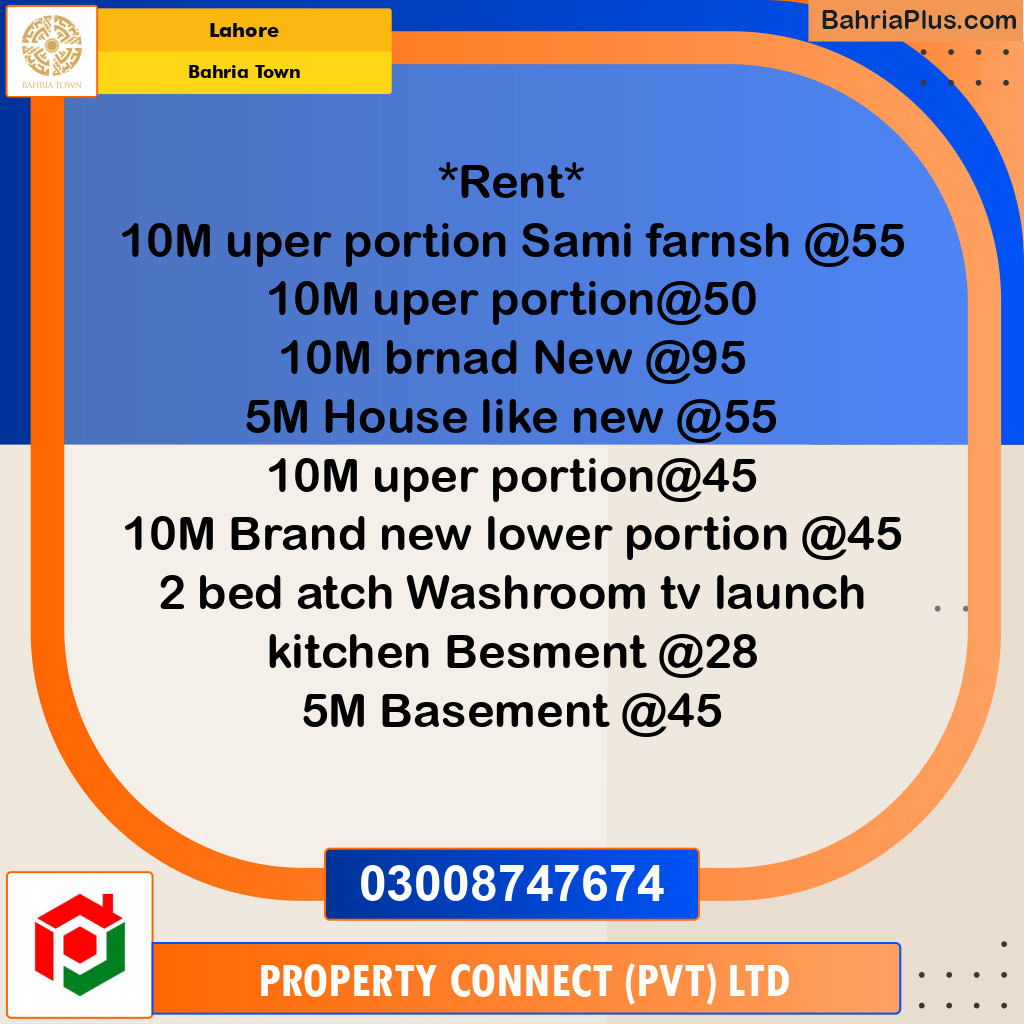 Residential House for Rent in Bahria Town, Lahore - (BP-156420)