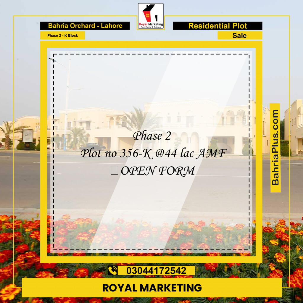 Residential Plot for Sale in Phase 2 - K Block -  Bahria Orchard, Lahore - (BP-156433)