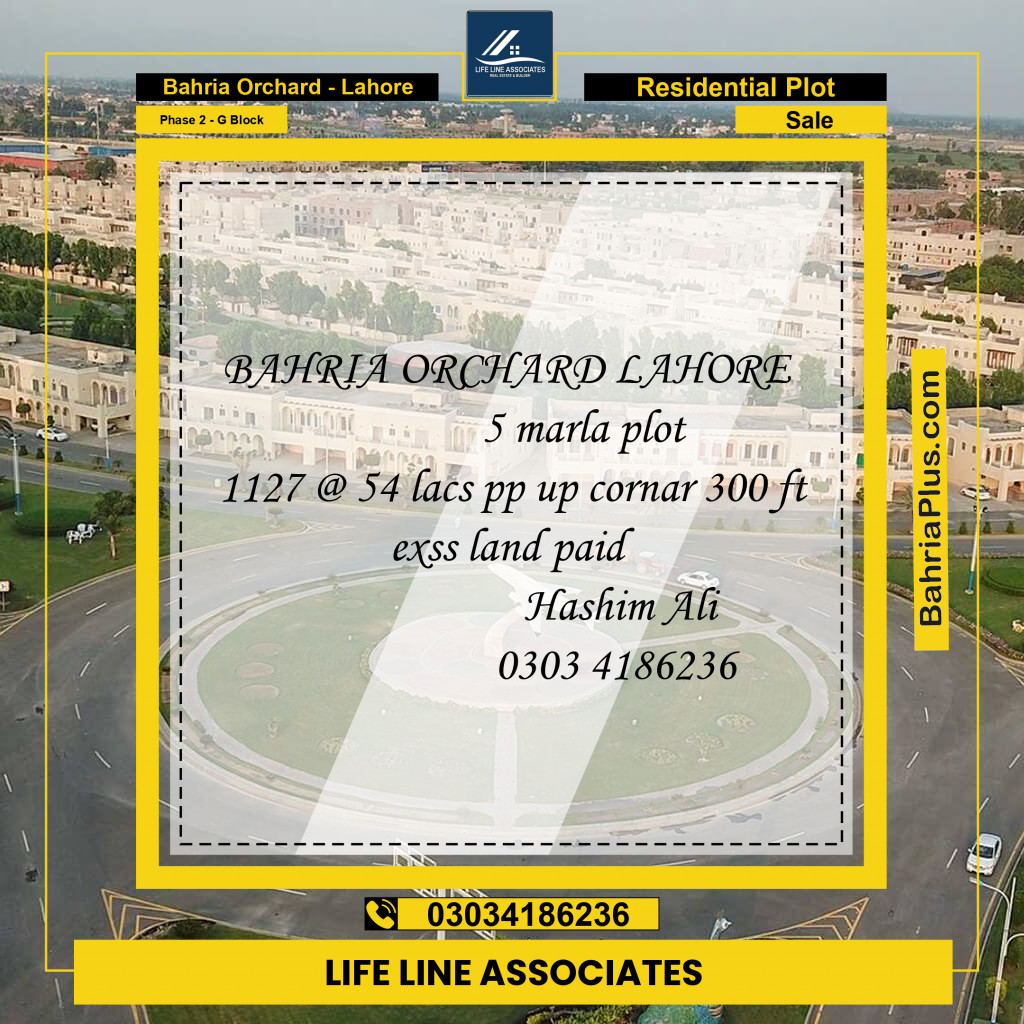 Residential Plot for Sale in Phase 2 - G Block -  Bahria Orchard, Lahore - (BP-156441)