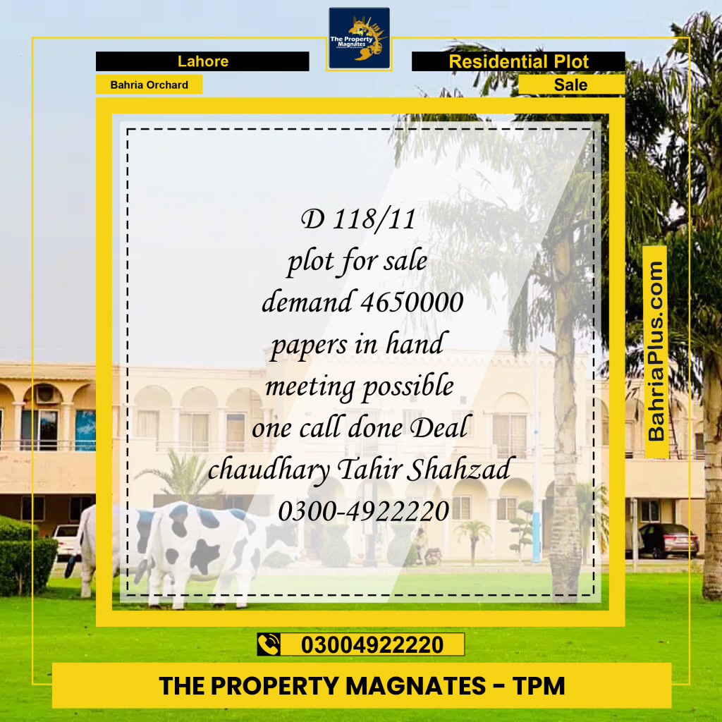 Residential Plot for Sale in Bahria Orchard, Lahore - (BP-156471)