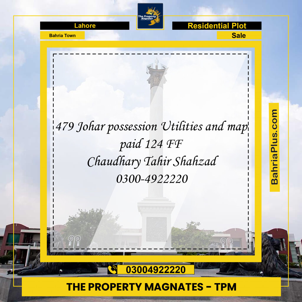 Residential Plot for Sale in Sector E - Johar Block - Bahria Town, Lahore - (BP-156473)