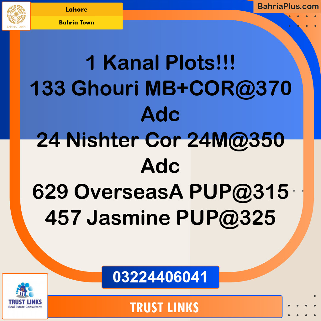 Residential Plot for Sale in Sector B - Ghouri Block -  Bahria Town, Lahore - (BP-156477)
