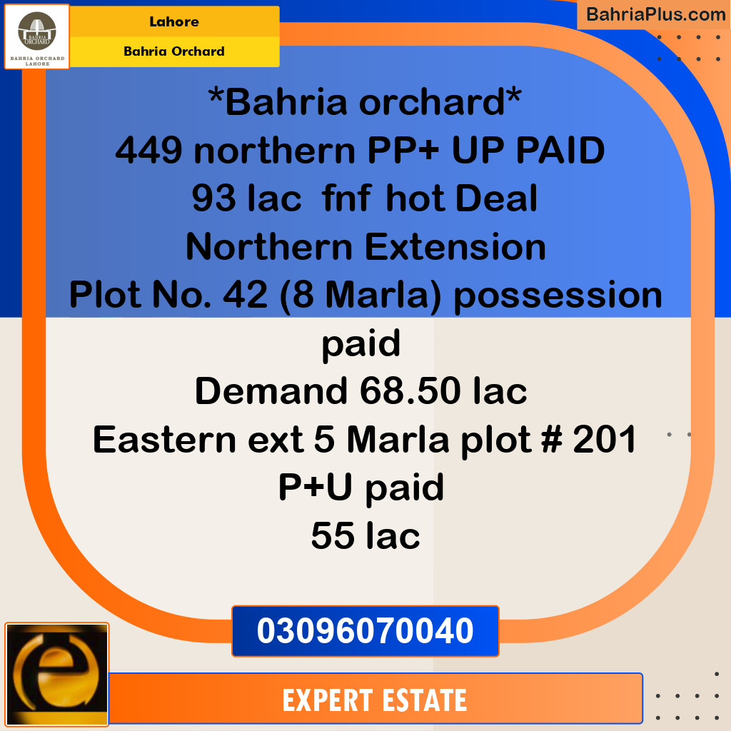 Residential Plot for Sale in Bahria Orchard, Lahore - (BP-156511)