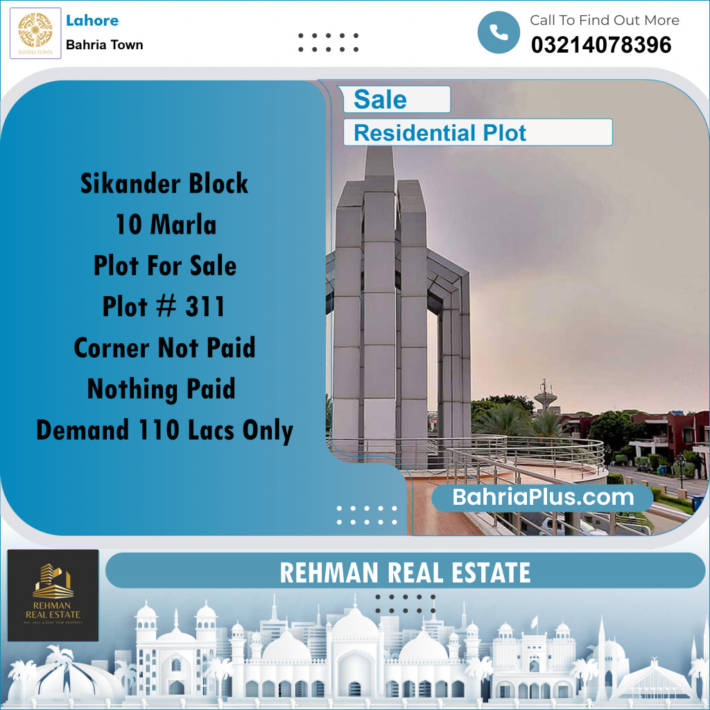 Residential Plot for Sale in Bahria Town, Lahore - (BP-156521)