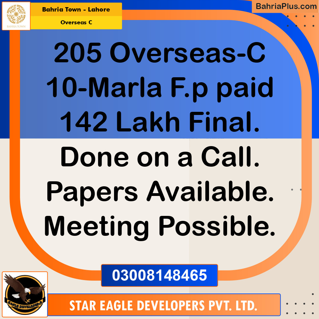 Residential Plot for Sale in Overseas C -  Bahria Town, Lahore - (BP-156557)