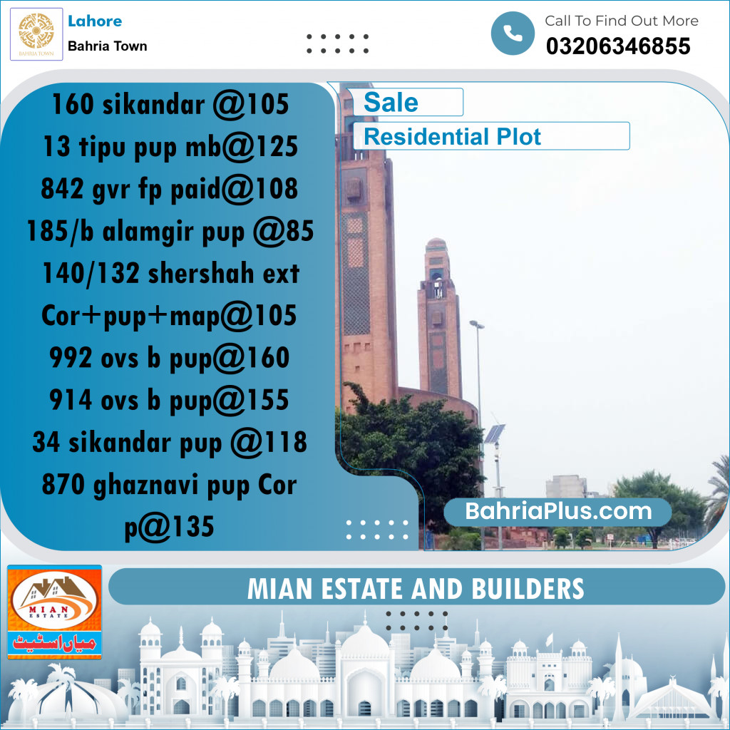 Residential Plot for Sale in Bahria Town, Lahore - (BP-156577)
