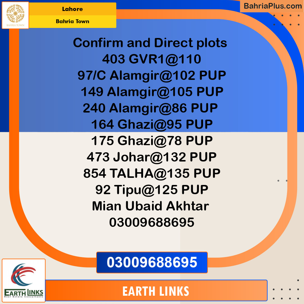 Residential Plot for Sale in Bahria Town, Lahore - (BP-156580)