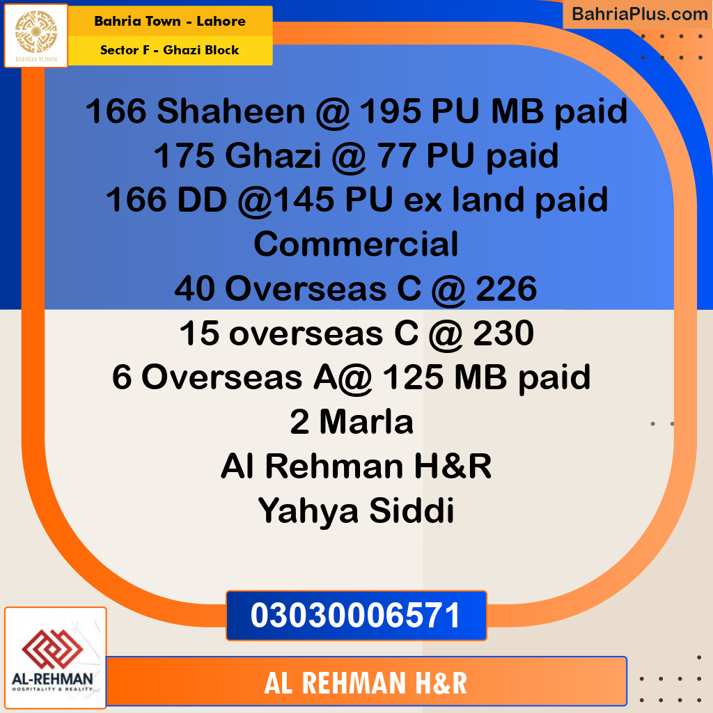 Residential Plot for Sale in Sector F - Ghazi Block -  Bahria Town, Lahore - (BP-156614)