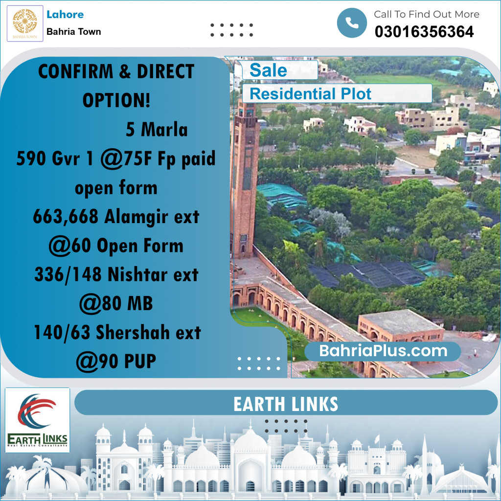 Residential Plot for Sale in Bahria Town, Lahore - (BP-156621)