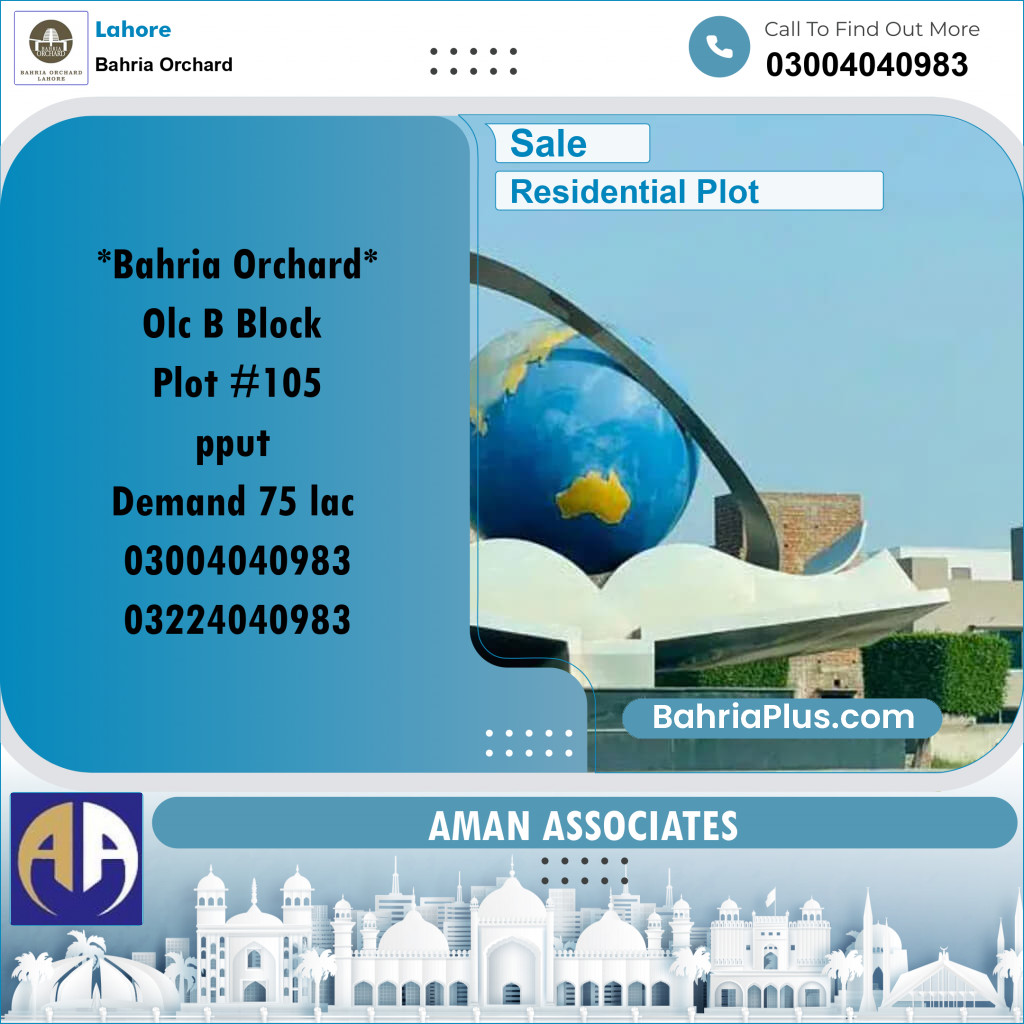 Residential Plot for Sale in Bahria Orchard, Lahore - (BP-156627)