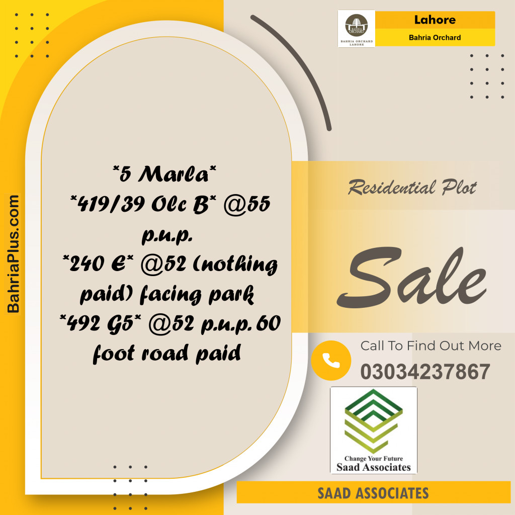 Residential Plot for Sale in Bahria Orchard, Lahore - (BP-156663)