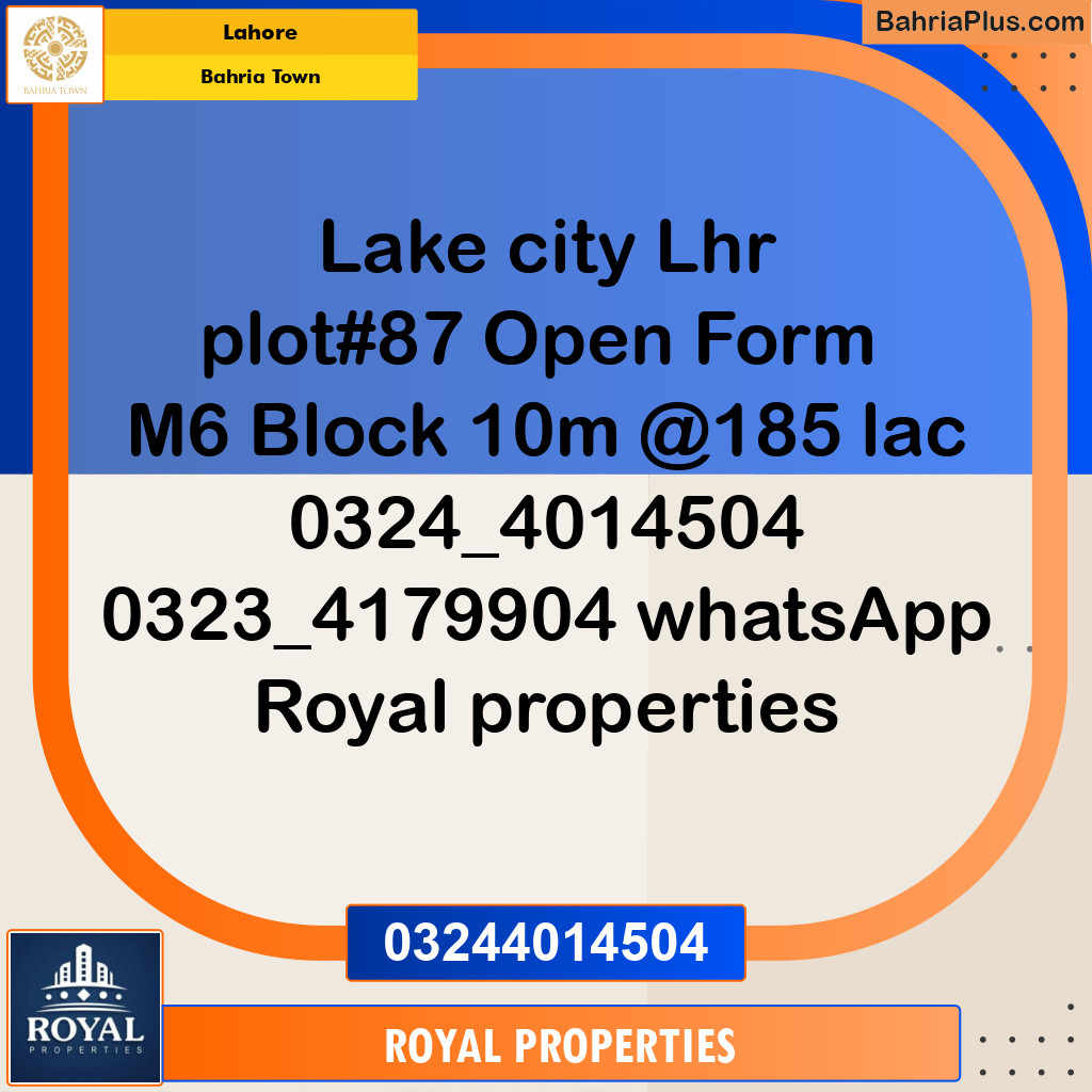 Residential Plot for Sale in Bahria Town, Lahore - (BP-156690)