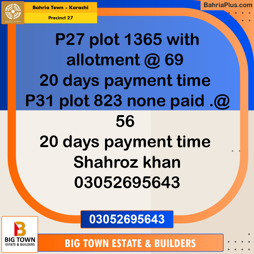 Residential Plot for Sale in Precinct 27 -  Bahria Town, Karachi - (BP-156788)