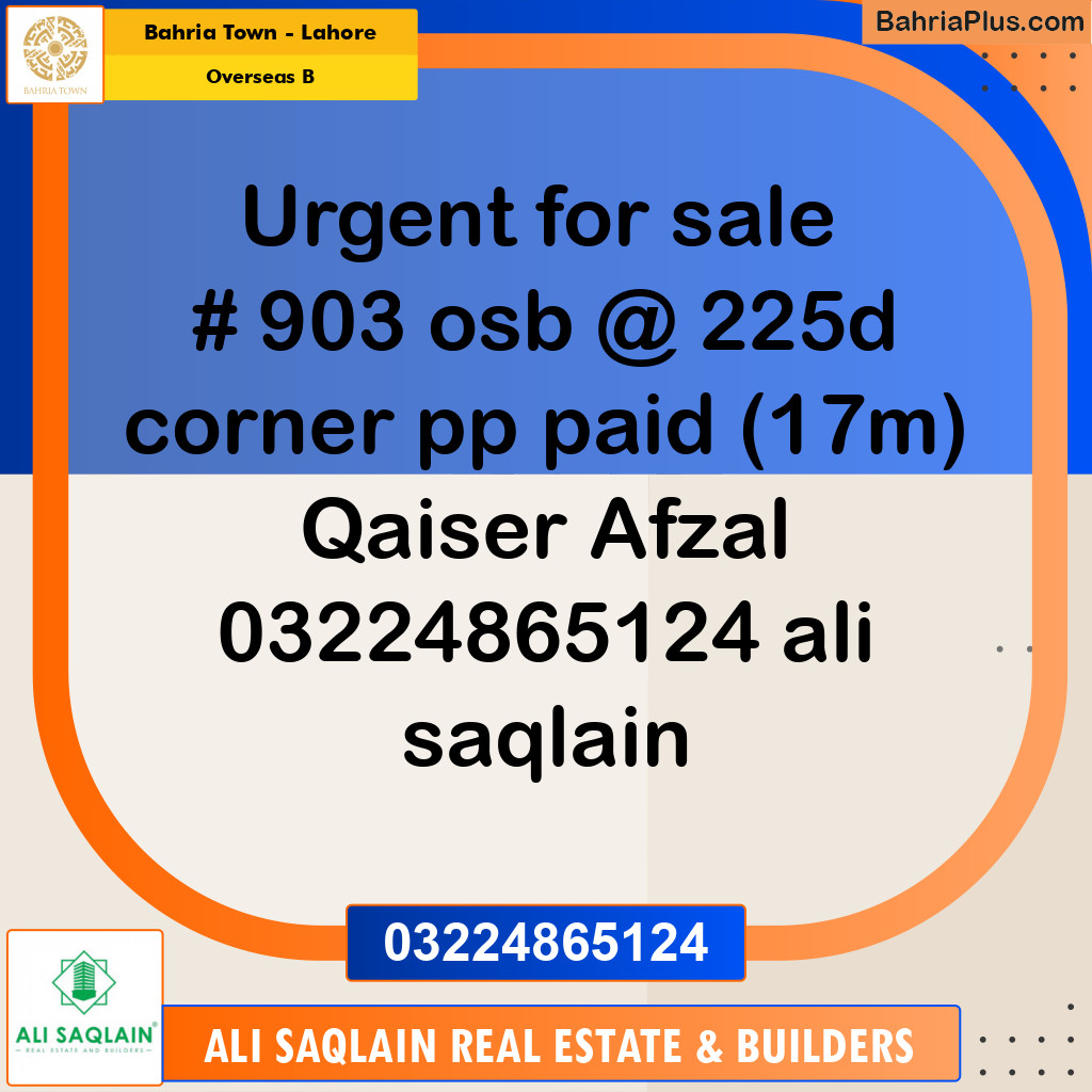 Residential Plot for Sale in Overseas B -  Bahria Town, Lahore - (BP-156800)