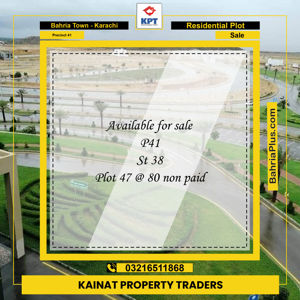 500 Sq. Yards Residential Plot for Sale in Precinct 41 -  Bahria Town, Karachi - (BP-156845)