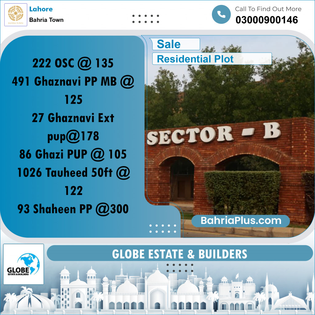 Residential Plot for Sale in Overseas C -  Bahria Town, Lahore - (BP-156849)