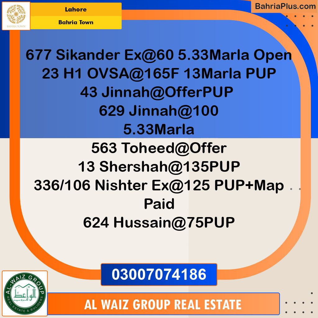Residential Plot for Sale in Bahria Town, Lahore - (BP-156857)