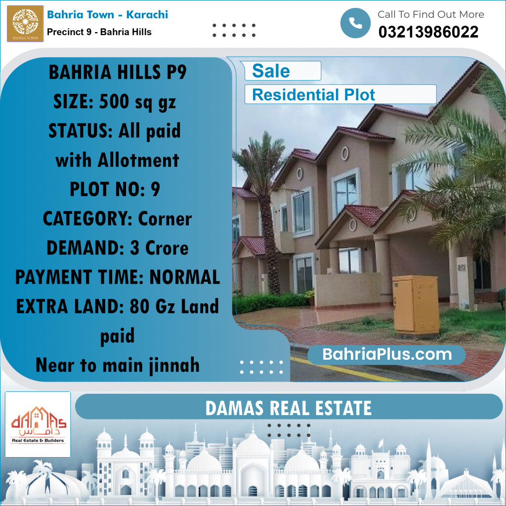 Residential Plot for Sale in Precinct 9 - Bahria Hills -  Bahria Town, Karachi - (BP-156878)