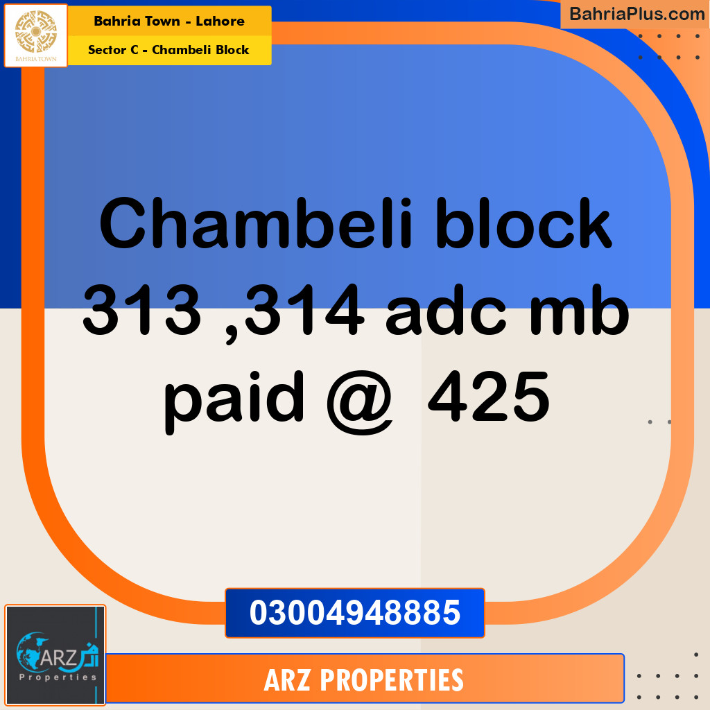 Residential Plot for Sale in Sector C - Chambeli Block -  Bahria Town, Lahore - (BP-156886)