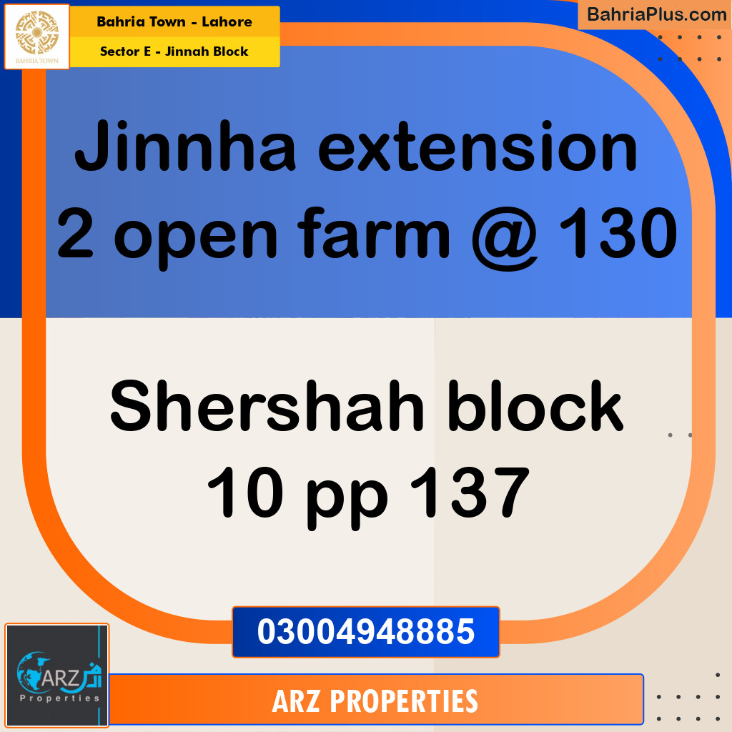 Residential Plot for Sale in Sector E - Jinnah Block -  Bahria Town, Lahore - (BP-156891)