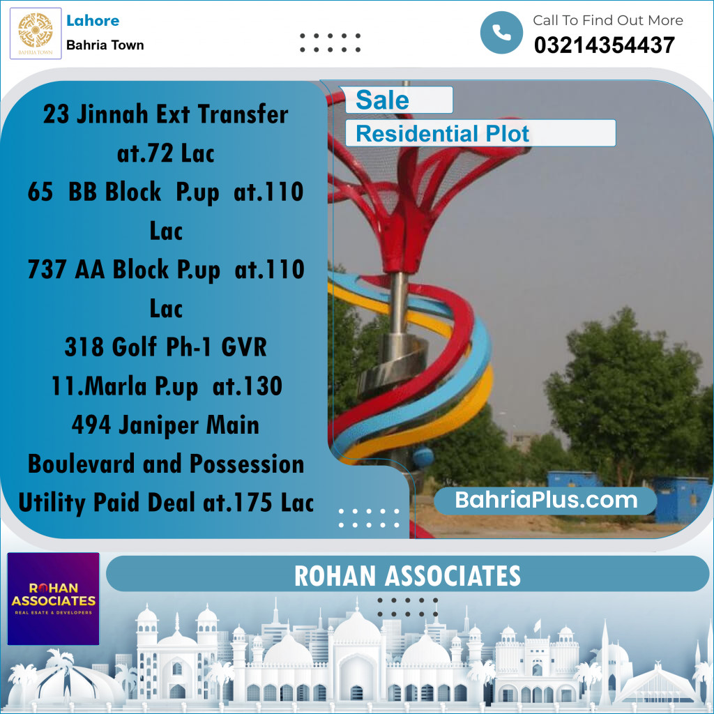 Residential Plot for Sale in Bahria Town, Lahore - (BP-156903)