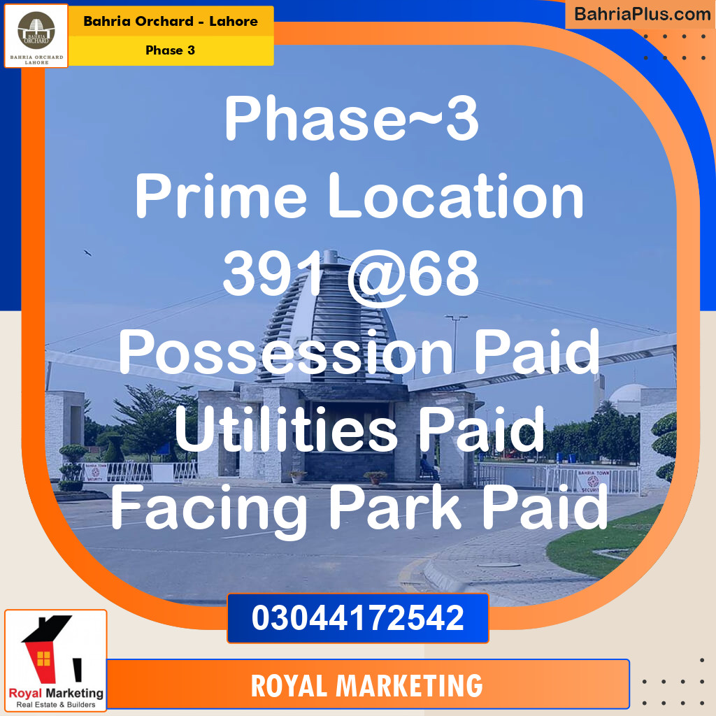 Residential Plot for Sale in Phase 3 - Bahria Orchard, Lahore - (BP-156942)