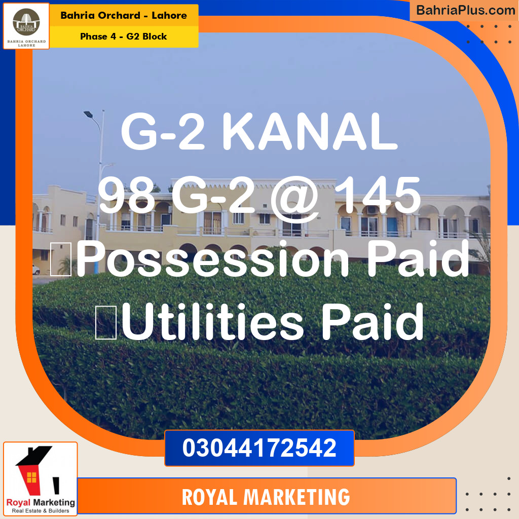 Residential Plot for Sale in Phase 4 - G2 Block -  Bahria Orchard, Lahore - (BP-156959)