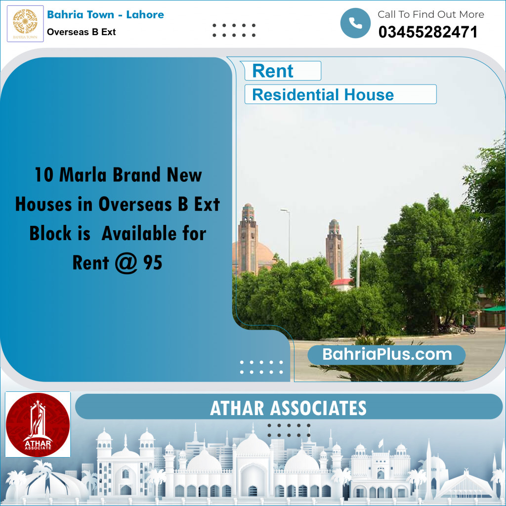 Residential House for Rent in Overseas B Ext -  Bahria Town, Lahore - (BP-156978)